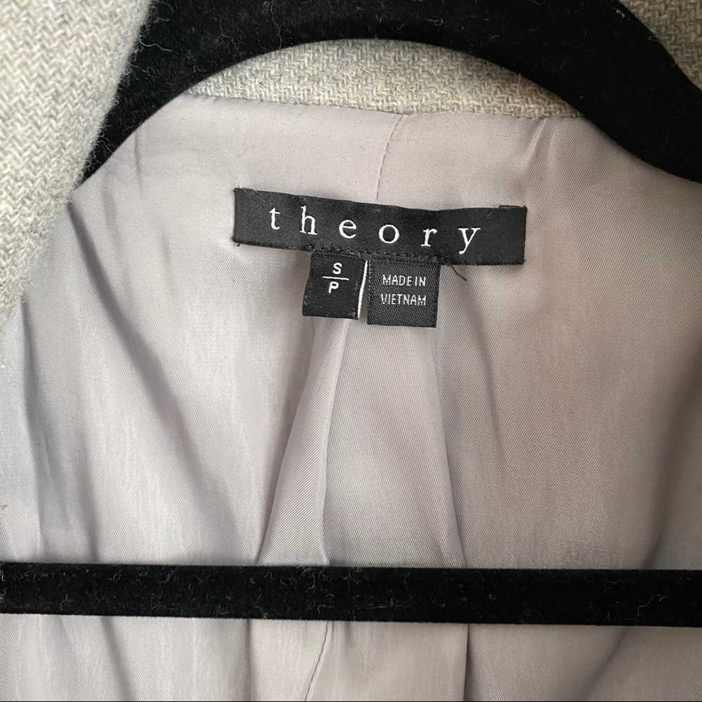 Theory High Neck Gray Wool Jacket Coat - Picture 3 of 4